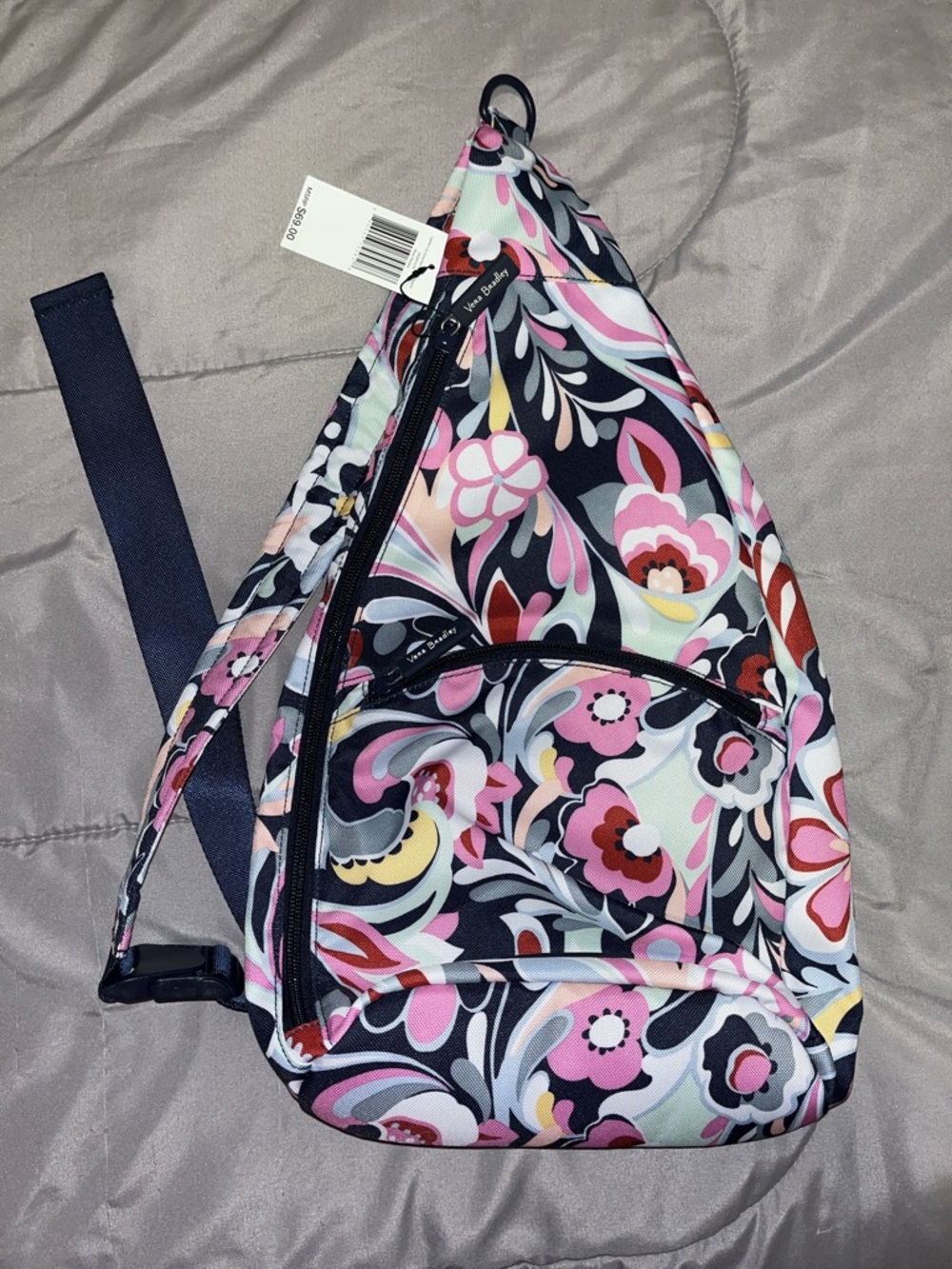 Vera Bradley Navy Pink Floral Sling Backpack